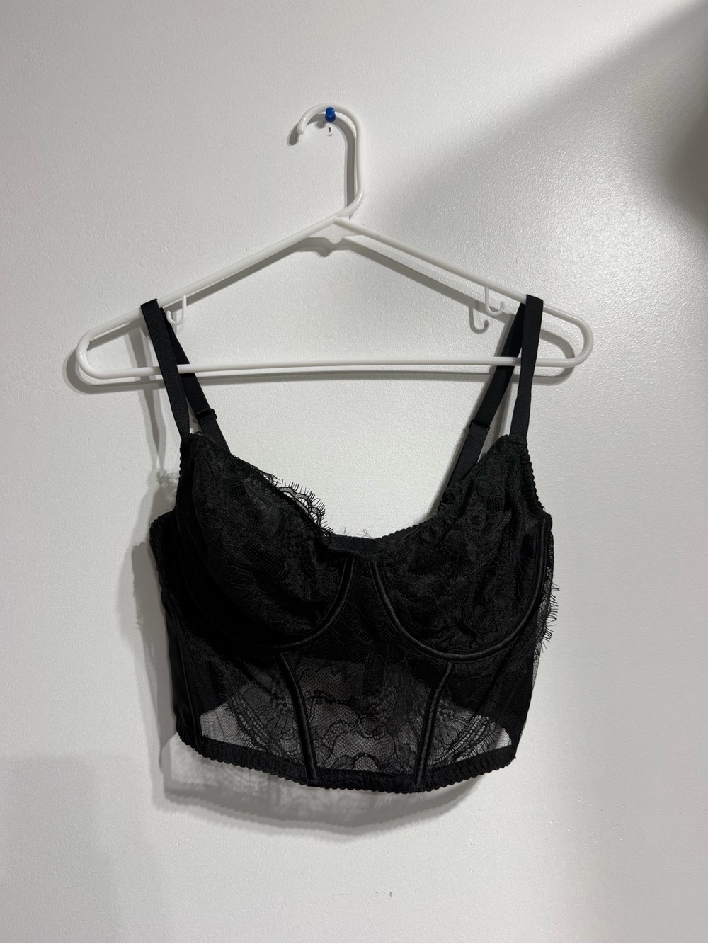 Victoria's Secret Black Lace Unlined Demi Corset Bustier Top - 34DD